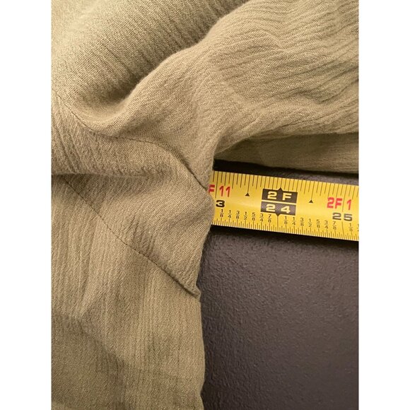 Talbots Olive Green Embroidered Peasant Blouse Size M Cotton 3/4 Sleeve Boho - Picture 7 of 8